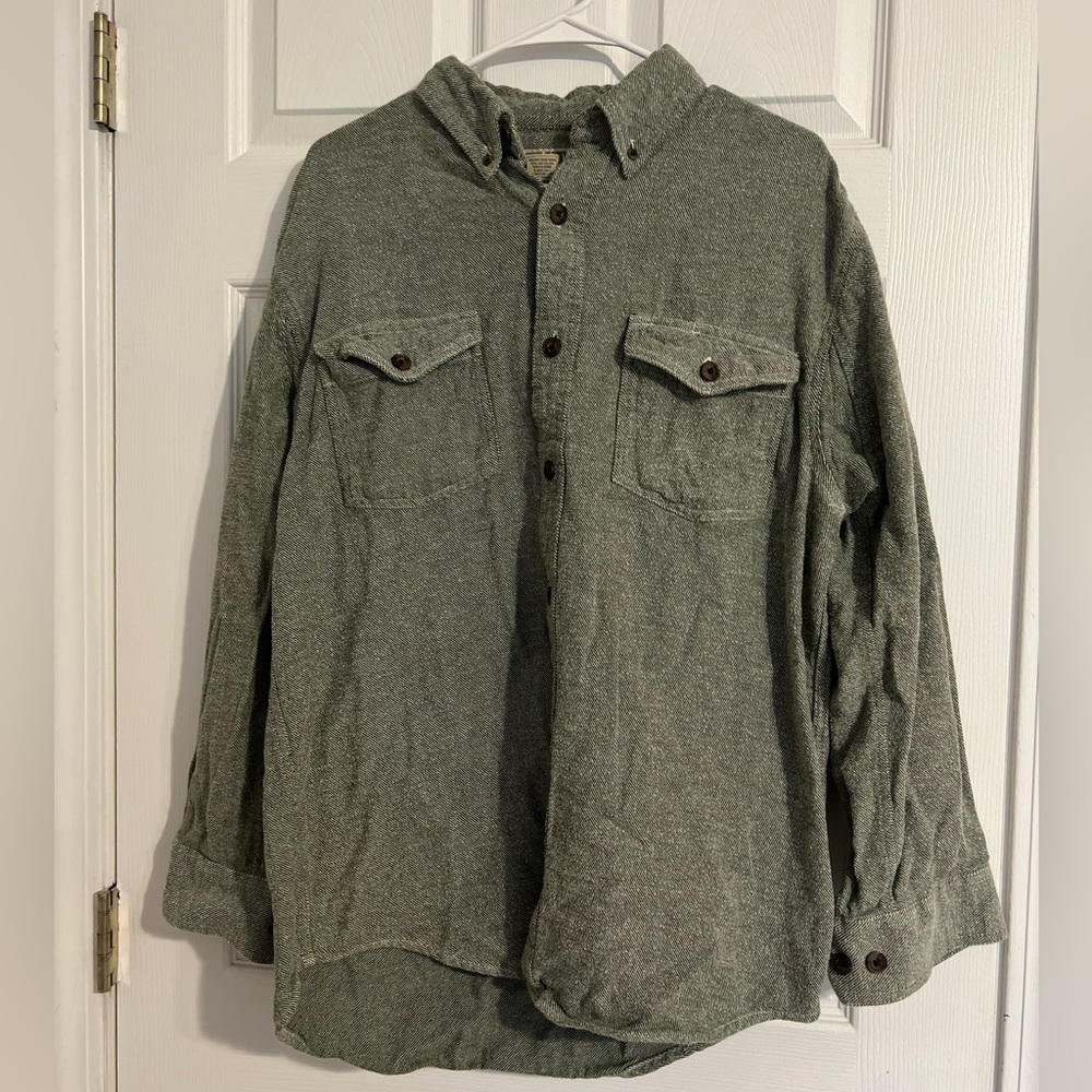 Duluth Trading Co Flannel Free Swingin' Button Down Shirt Green Men's Sz: Medium